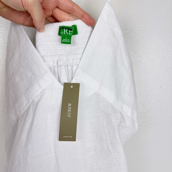 J. Crew Cross Back Beach Dress Linen Cotton Blend White Size L NWT - Picture 7 of 9